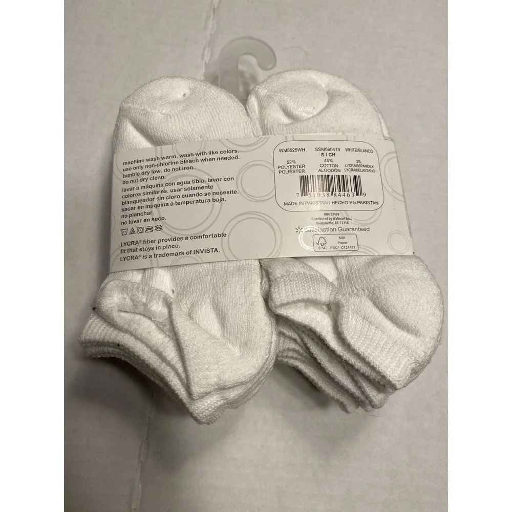 wonder nation girls no show ankle socks 10 pairs size‎ small shoe 6-10.5 white